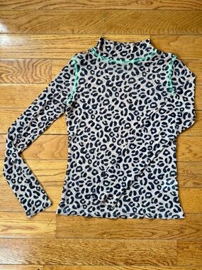 Sandy Liang Mesh Promise Top in Pale Leopard Print